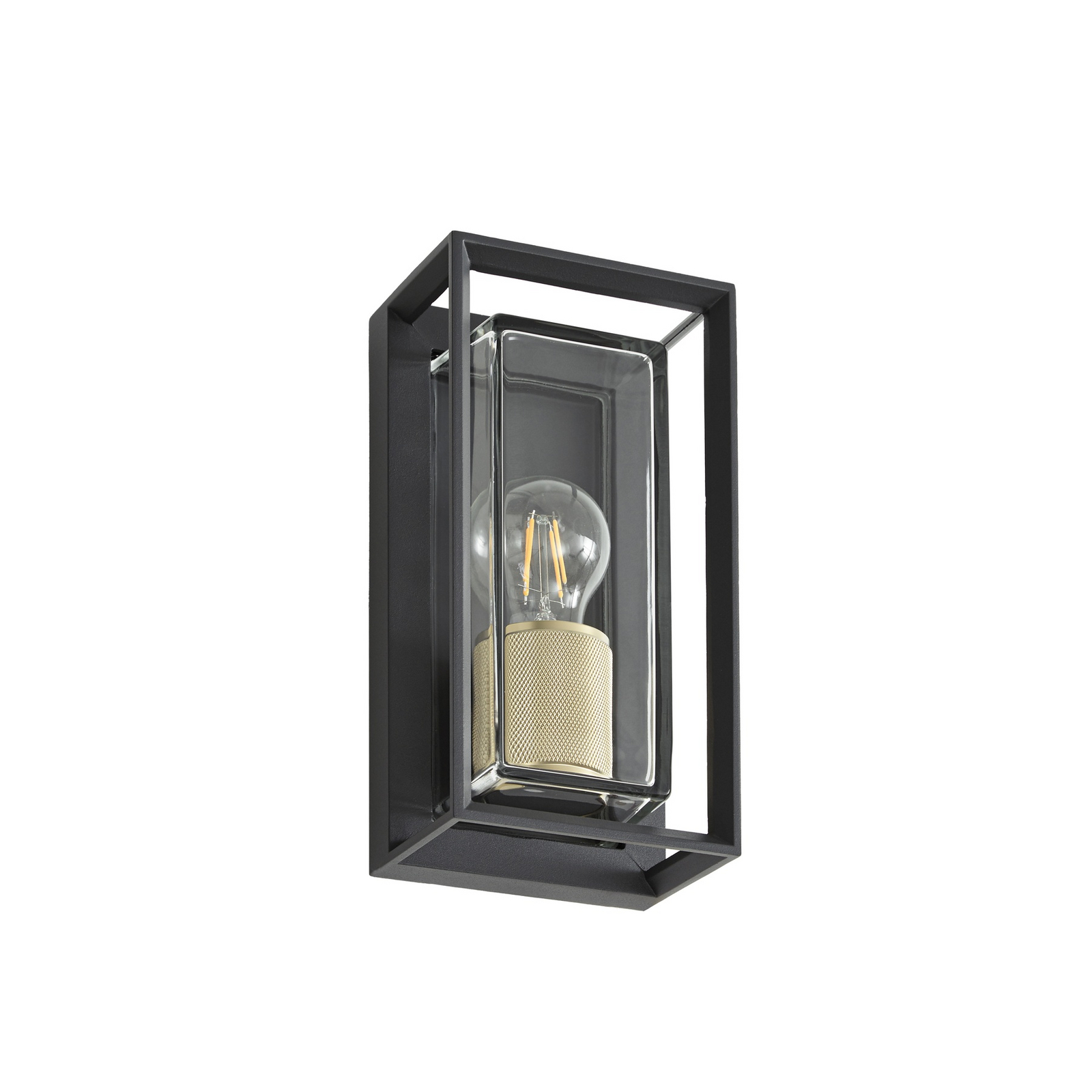 Aplique para exterior Ismera, E27, aluminio, IP65, antracita/latón - Arcchio